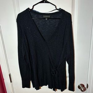 Long Sleeve Navy Lane Bryant V Neck Blouse Wrap